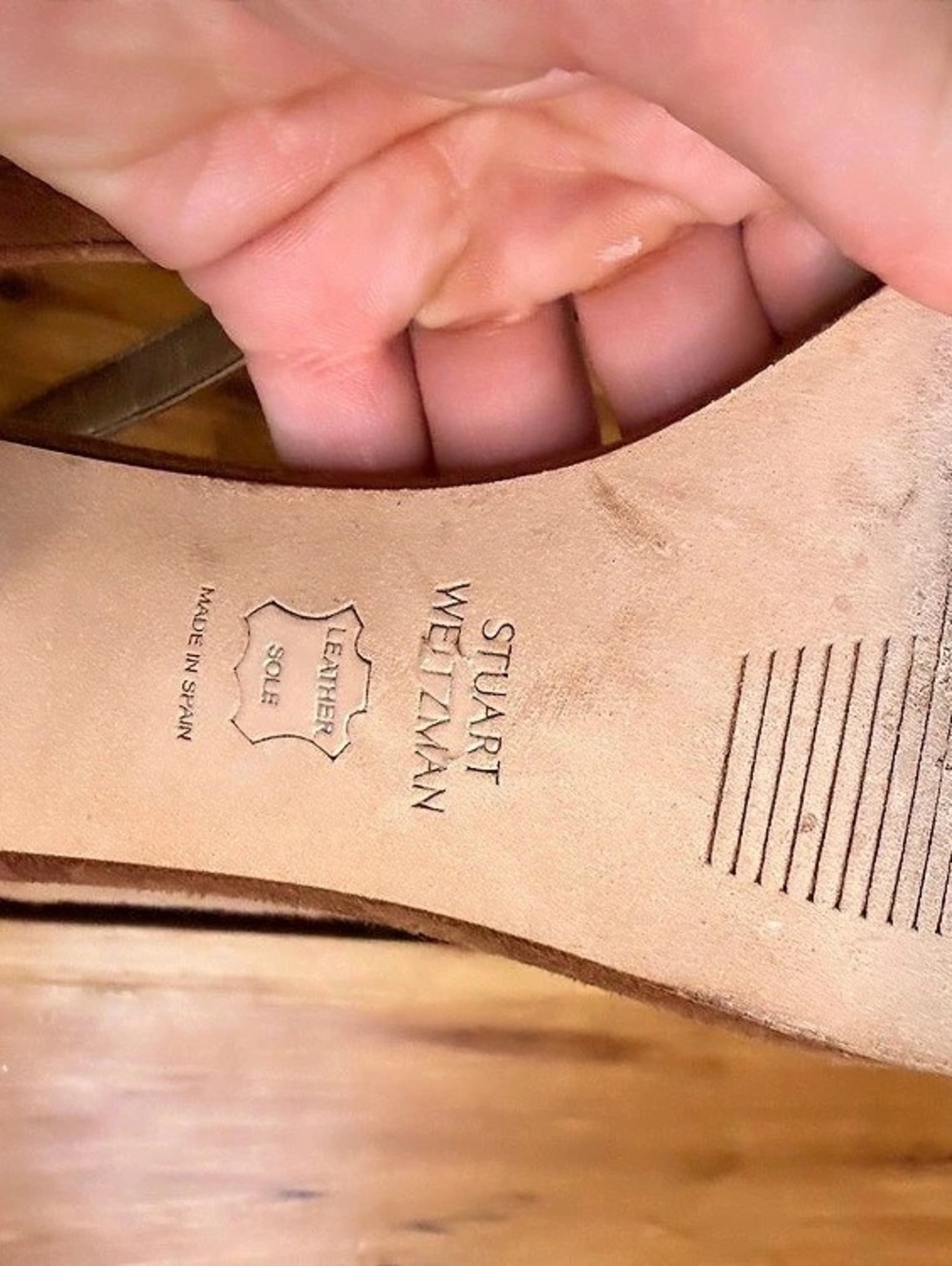 Stuart Weitzman NudistCurve Block Heel Sandal Brown Heels US 6 - Picture 3 of 5